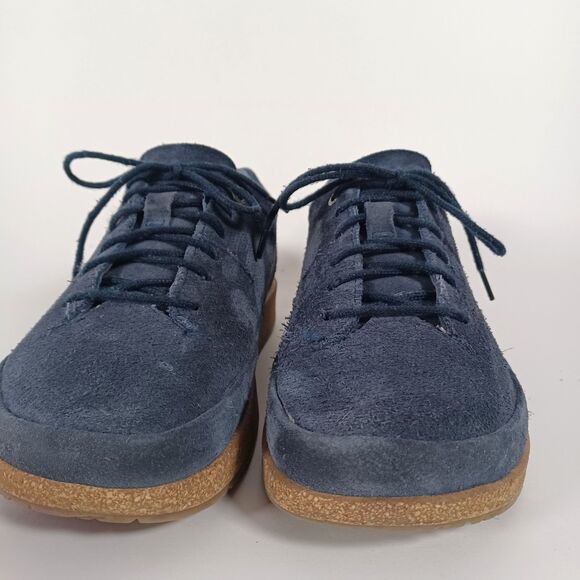 Birkenstock Womens Sneaker Size 6 W EU 37 Blue Suede Lace Up Bend Low Top - Picture 4 of 9